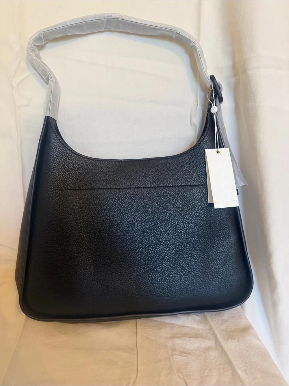 Tory Burch Black Pebbled Leather Hobo with Gold Emblem